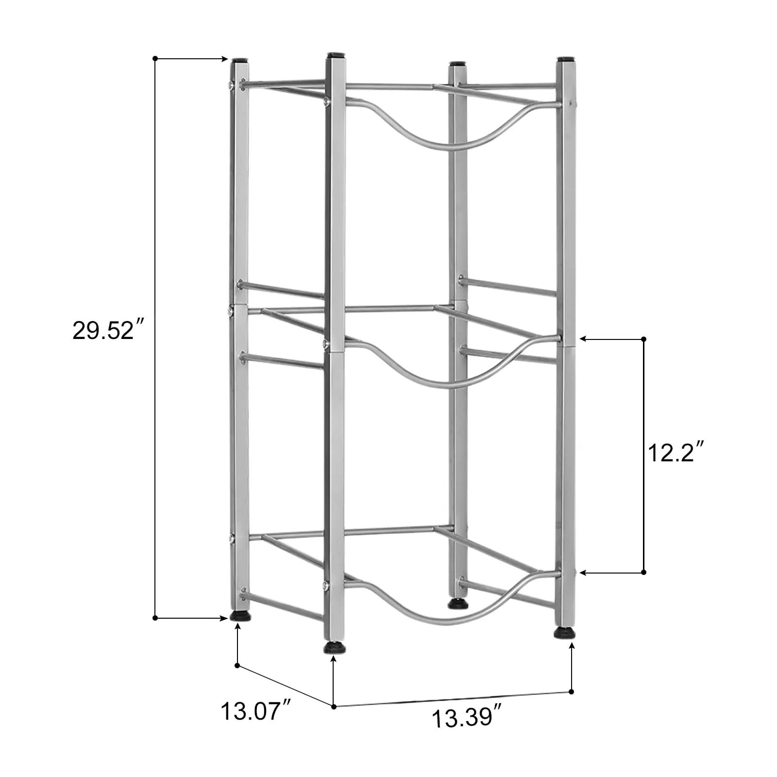 Water Cooler Jug Rack 5 Gallon Water Bottle Holder, 3 Tier Heavy Duty Water Jug Rack Display Storage Organizer for Water Dispenser, Save Space, Silver