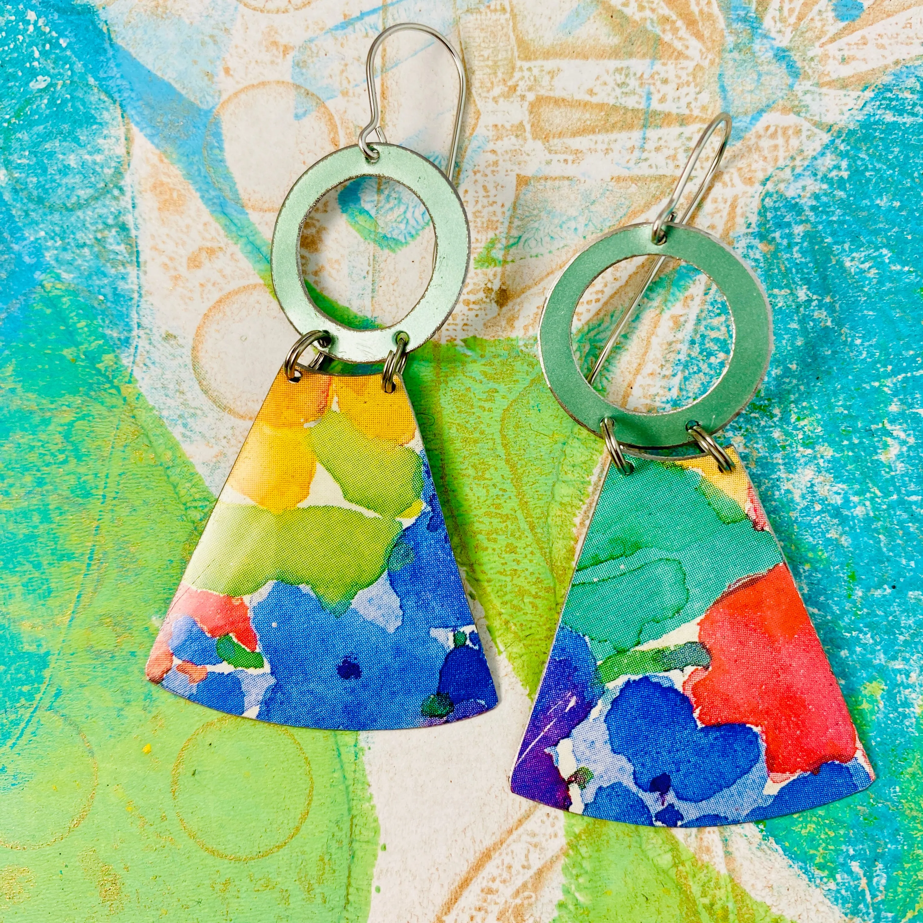 Watercolor Small Fans Tin Earrings