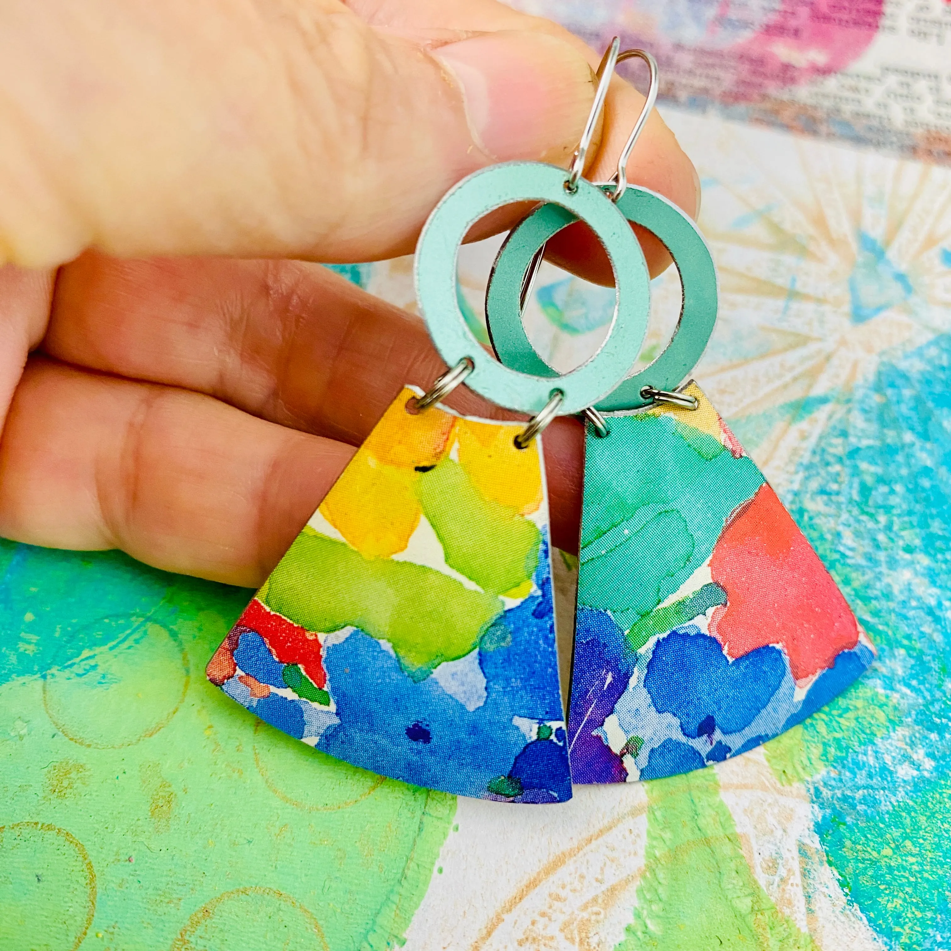 Watercolor Small Fans Tin Earrings