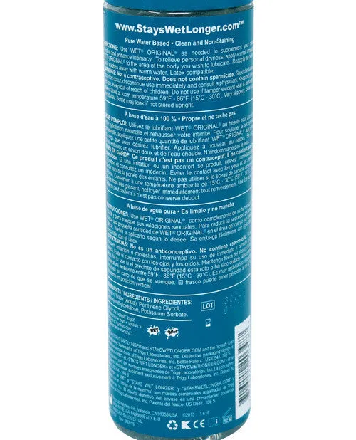 Wet Original Waterbased Gel Personal Lubricant - 10.6 Oz Bottle