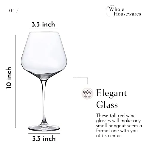 Whole Houseware Wine Glasses Set of 4 Hand Blown Crystal 25 Oz Leadfree