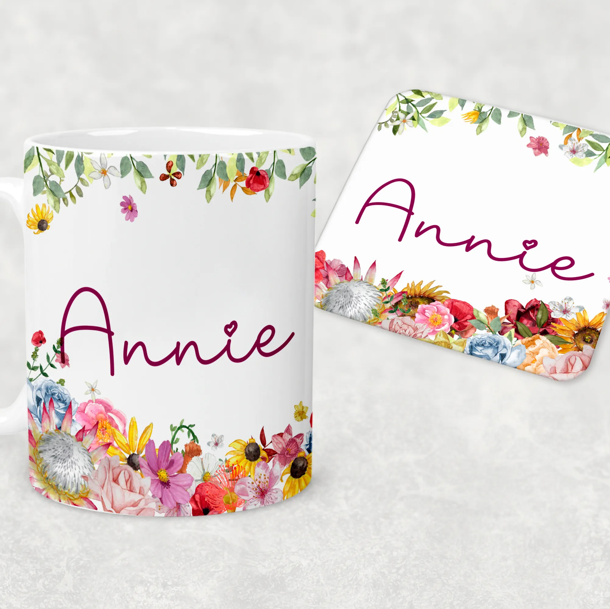 Wildflower Personalised Mug & Coaster