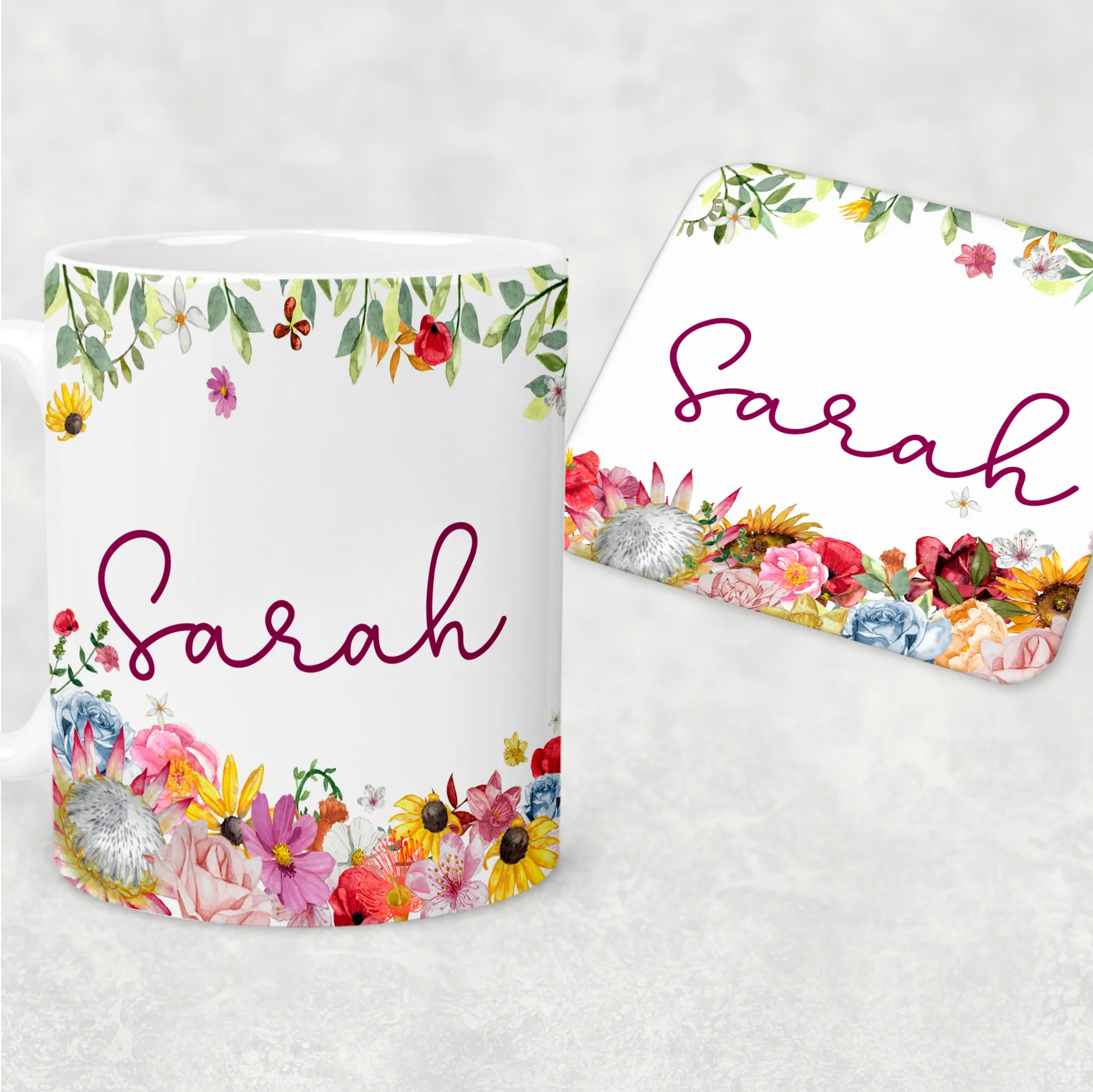 Wildflower Personalised Mug & Coaster