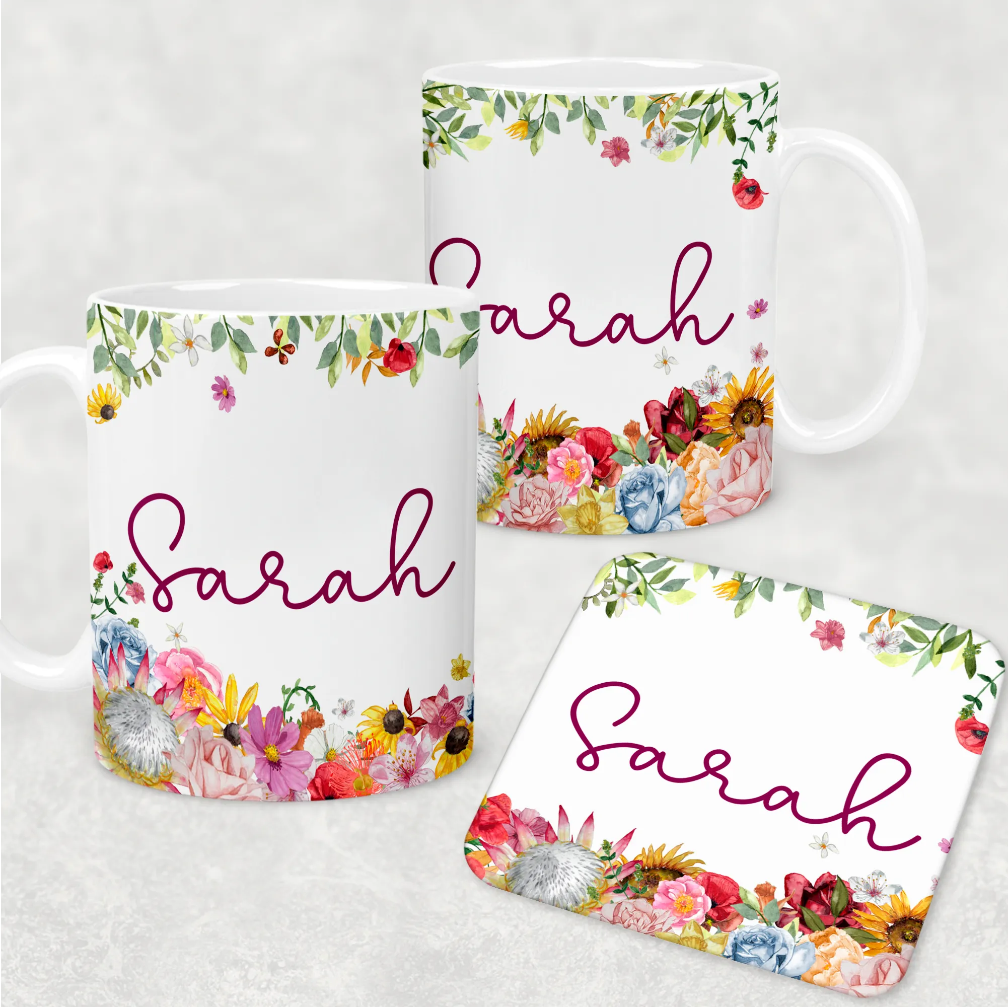 Wildflower Personalised Mug & Coaster