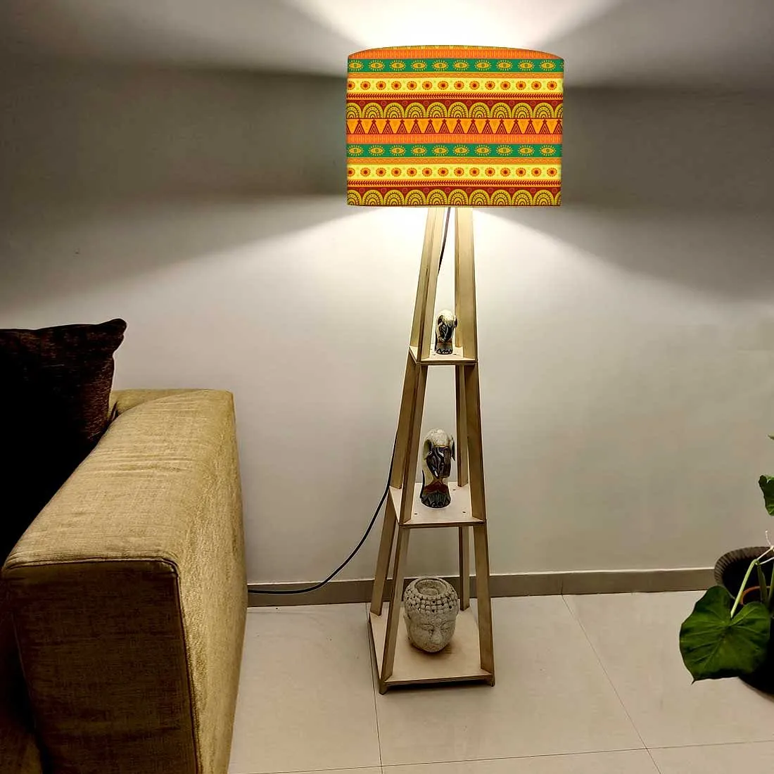 Wooden Floor Lamp  -  Aztec Yellow