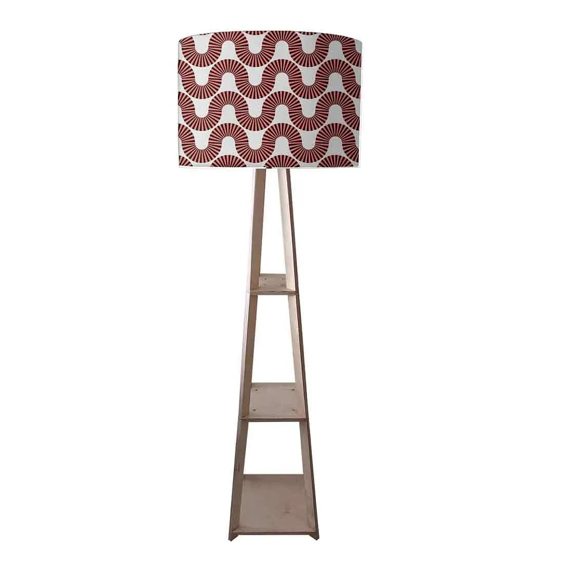 Wooden Floor Lamp  -   Peach Color Retro Art