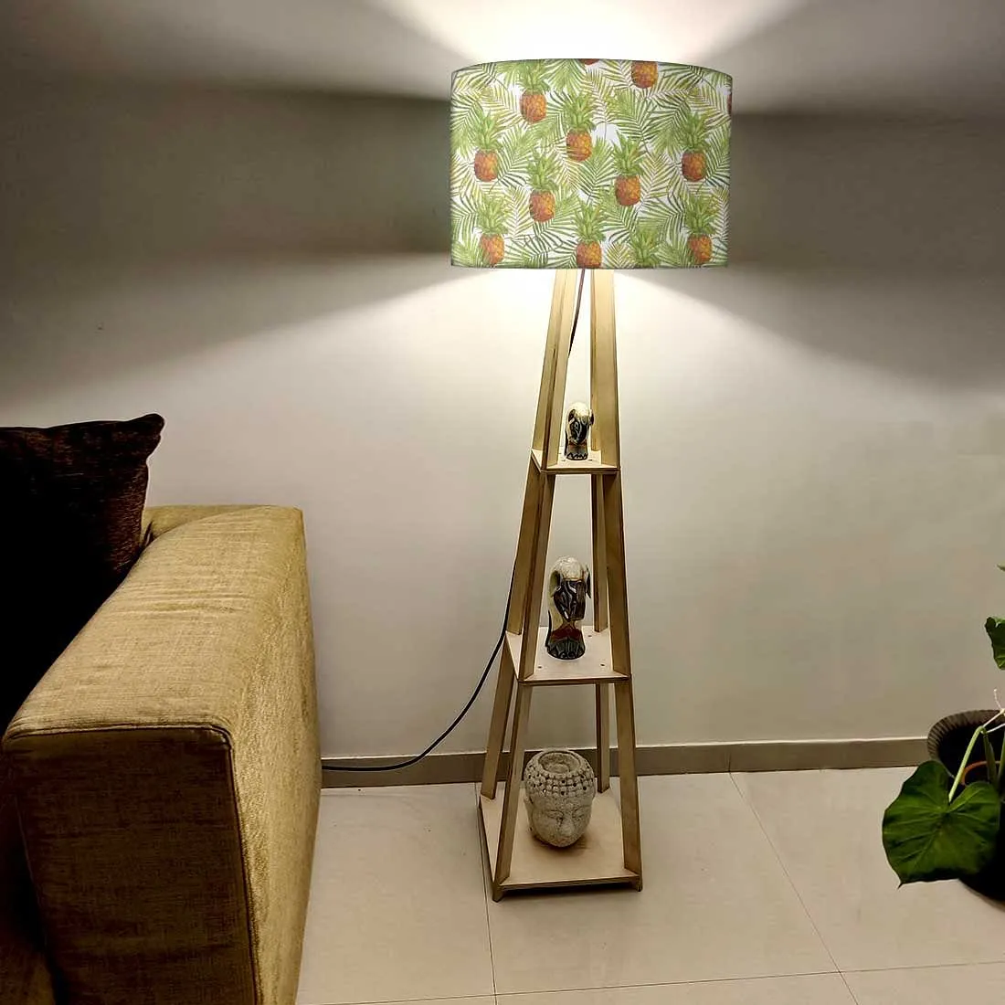 Wooden Tripod Table Lamp for Bedroom - Pineapples