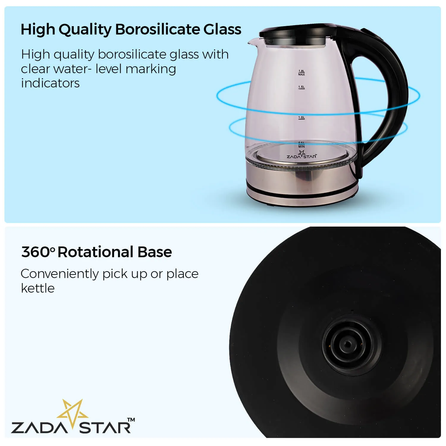 ZADASTAR 1.8L ZS GLASS KETTLE