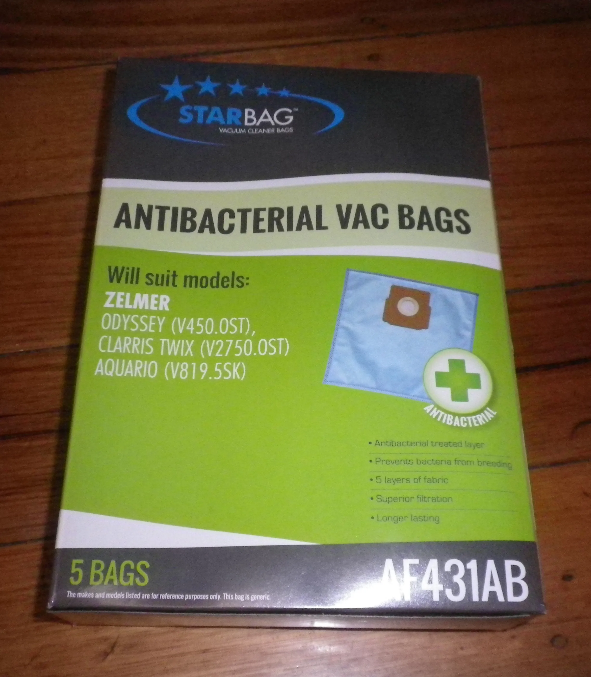 Zelmer Odyssey V450.OST, Aquario V819.5SK AntiBacterial Vac Bags - # AF431AB